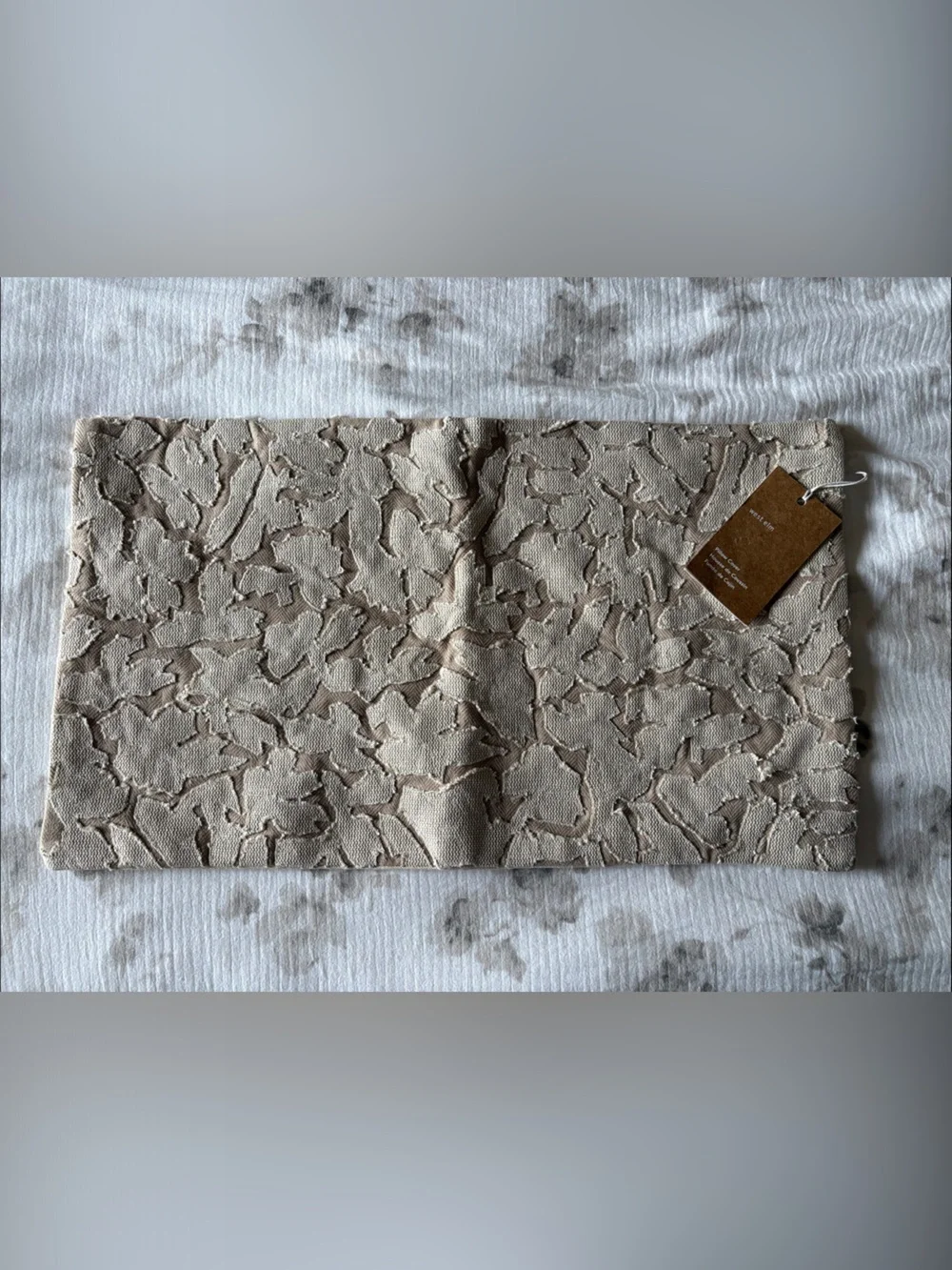 West Elm Cut Floral Pillow Cover Neutral Textured  - Beige Taupe